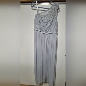 David's Bridal Light Gray One-Shoulder Dress